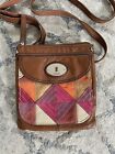 Fossil Vintage Maddox Mini Patchwork Brown Leather Crossbody Bag