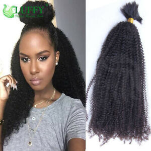 Afro Kinky Curly Human Hair Bulk For Braiding Mongolian Hair Extensions No Weft