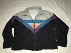 Vintage 90s Reebok Winter Jacket Men's Size XL Colorblock Black Gray Purple