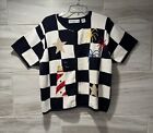 Marisa Christina Women's Navy And White Checked Sweater Size XL