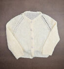 Vintage Mohair Cardigan Sweater Womens S Lightweight Hand Knit Jewel Buttons