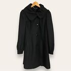 GUESS Coat Wool Blend Women Black Rounded Collar Size Medium Car Coat Feminine