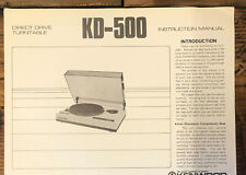 New ListingKenwood KD-500 Turntable  Owner / User Manual *Original*