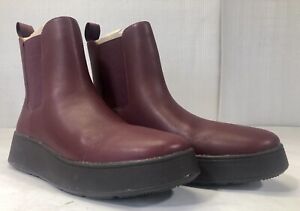 Fitflop Women’s F-Mode Leather Flatform Chelsea Boots Booties Size 8.5 Plum