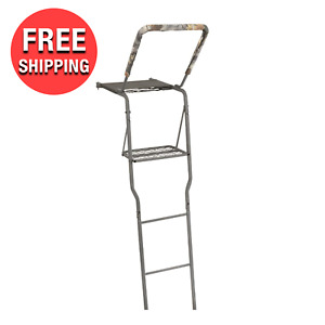 Durable Hunting Ladder Tree Stand 15' Tall Outdoor Hunt Shooting Rail Treestand