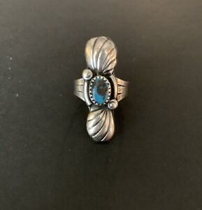 Vintage Navajo Sterling Silver & Turquoise (Bisbee or Persian) Ring Sz 6