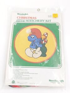 New ListingWonderArt Christmas Smurf Stitchery Kit Santa's Helper Toy Sack Crewel