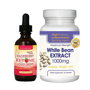 White Kidney Beans Extract Caps Raspberry Ketone Liquid Drops Weight Loss Combo