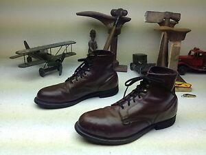 VINTAGE DISTRESSED KNAPP OXBLOOD LEATHER LACE UP STEEL TOE ENGINEER BOOTS 11.5E