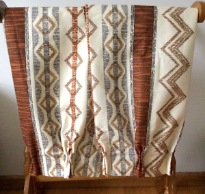 New Listing2- Vintage Pinch Pleated Curtain Panels Woven Drapes Mid Century Beige Brown VGC