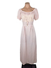 VINTAGE 1940's LADY EDSO GOWNS PINK Cap Sleeve NIGHTGOWN LACE Long SIZE 34
