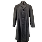 VINTAGE Harris Tweed Wool Overcoat Trench Jacket Mens Grey USA Made M