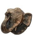 Vintage Large Brass Elephant Wall Hanging Plaque Sculpture 8”x8-3/4”