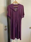 Vintage 1940s 40s Purple Beaded Short Sleeve Pleated Dress XL Volup