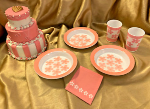 My Twinn Doll Layered Wedding Cake Set with Pink Dishes & Cups, RARE