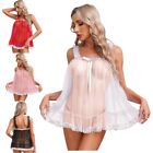 US Lingerie for Women Babydoll Sheer Mesh Nightgown Lace Trim Camisole Slip Top