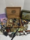 VINTAGE JUNK DRAWER LOT ANTIQUES JEWELRY OLD TRINKET TREASURE WATCHES