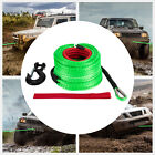 Green 3/8x100inch Synthetic Winch Rope w/Hook Winch Cable with Protective Sleeve