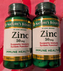 NATURE'S BOUNTY ZINC 50 mg 100 TABLETS IN SEALED BOTTLE LOT OF 2 EXPIRES 2/2026