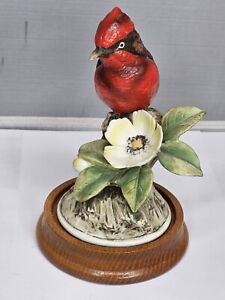 Cardinal Bird Andrea By SadekFigurine 8627 Dogwood Flower 6