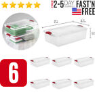 Sterilite 32 Qt Clear Plastic Stackable Storage Box w/ Red Latch Lid, (6 Pack)