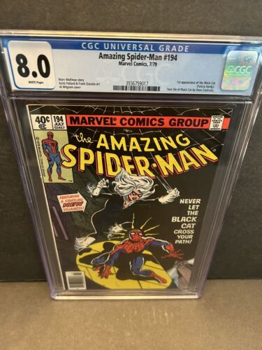New ListingAmazing Spiderman 194 CGC 8.0 Newsstand! First Appearance Of The Black Cat!