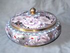 Vintage Chinese Metal Cloisonne Covered Dish Bowl