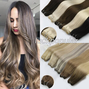 Double Weft Human Hair Extensions Sew in Machine Weave Remy Hair Bundles Thick