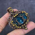 Natural Blue Baltic Amber Handmade Copper Wire Wrap Jewelry Pendant 2.28