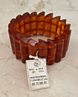 Old Stock New Russian Baltic Amber Stretch Wide Bracelet 43.6 grams