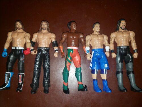 Lot of 5 Wrestling Figures WWE Elite Seth Rollins Shorty G Kofi Kingston Lot C