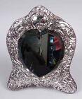 Comyns Mirror Antique Edwardian Rococo Heart Vanity English Sterling Silver 1907