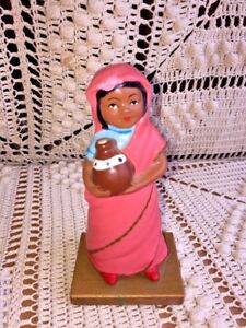 INDIA Vintage Antique Wood Doll Native Bangladesh Woman Handmade Middle East