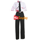 Men Denji Cosplay Costume Japanese Bloody White Shirt and Trousers Set with Tie