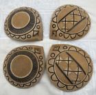 Lot of 4 Vintage African Gourd  Calabash Hand Carved Wall Hangings Geometric