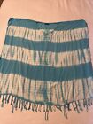 BEACH BY EXIST One Size Beach - Pool Poncho- Cover-up Teal & White Tie Dyed
