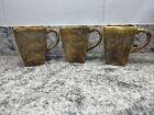 Handmade Drip Glazed Pottery Coffee Tea Square Mugs Set Of 3 Signed Rustic