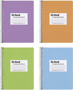 Spiral Composition Notebooks, 4 Pack, College Ruled Paper, 9-3/4 x 7-1/2 Inches,