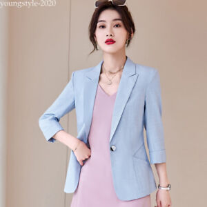 Spring Summer Women's Casual Business Lady Blazers Work Office Slim Jackets Coat