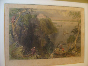 Villa on the Hudson near Weehawken Framed mid 1800's print, W H Barlett ills