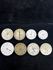Lot of 8 Waltham Elgin Pocket Watch Movements FOR PARTS OR PAIR-SOME WORK NO RES