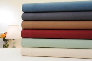 Bibb Home 100% Cotton Solid Flannel Sheet Set - Cozy Soft Deep Pocket Sheets