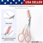 Eyebrow Trimmer Scissors with Comb Hair Removal Grooming for Men Women (Pink)