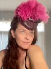 Pink & Purple Tilt Ostrich Feather Painted Felt Hat  1930s Up-cycled Vintage New