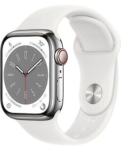 New ListingApple Watch Series 8 GPS + Cellular Unlocked 41mm Silver Case S/M and M/L Bands