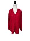 Style & Co Knit Top Blouse Plus Size 2X 3/4 Sleeves Mesh Pleated Red Work Top