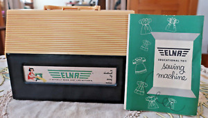 Vintage ELNA Toy Sewing Machine, Instructions, and Carrying Case Rare HTF Works