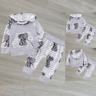 2PCS Newborn Baby Boys Tracksuit Hooded Tops Pants Trousers Outfits Clothes Set