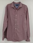 Tommy Hilfiger Mens Large Red Blue Checkered Long Sleeve Button Down Shirt