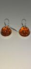  Baltic Amber Bold Leverback Dangle Earrings In Sterling Silver ( GIFT )